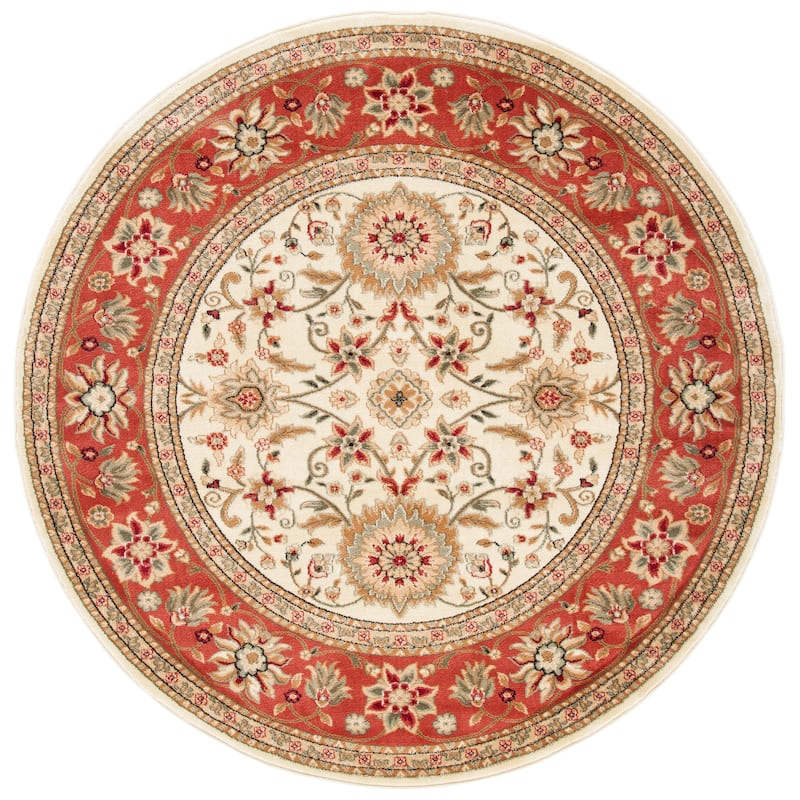 SAFAVIEH, Lyndhurst Marsha Traditional Area Rug - 3'3" Round - Ivory/Rust