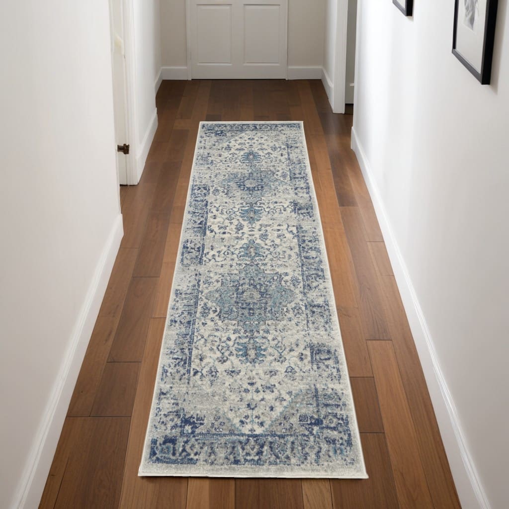 HomeRootsFloral Medallion Transitional Runner Area Rug - 87' X '27' X '0.5