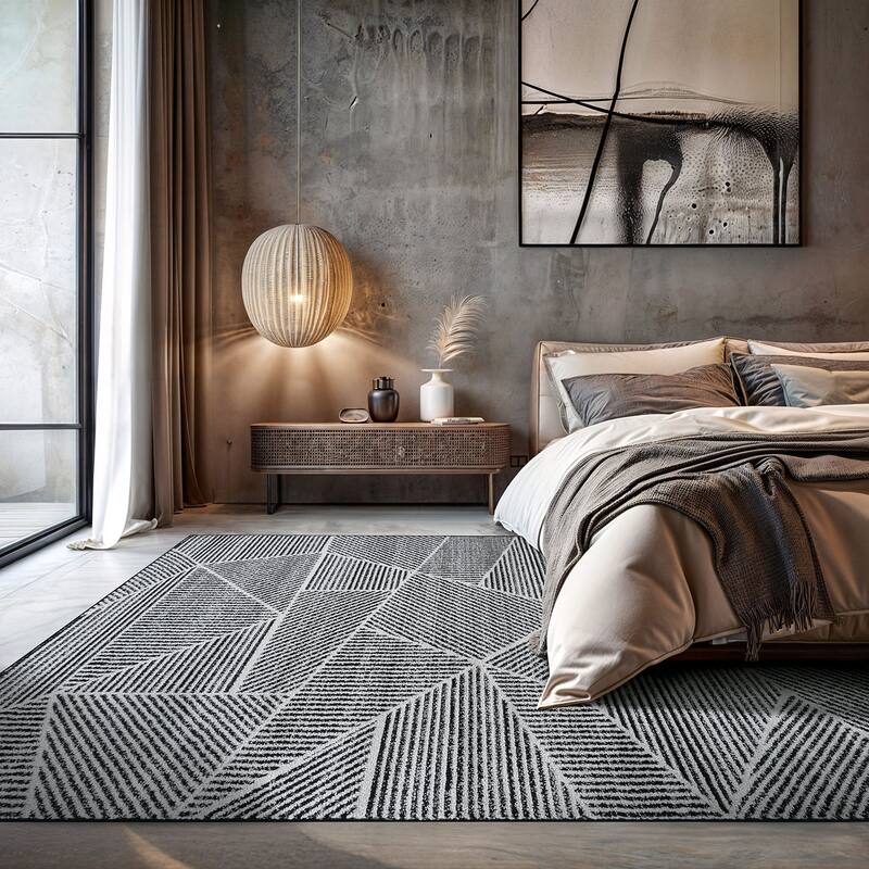 Contemporary Geometric Stripe Area Rug