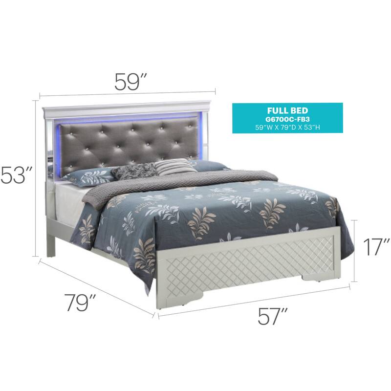 Silver Champagne Full Bed with Transitional Style