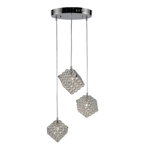 Artistry Lighting, LED Angled Square Collection Crystal Pendant Light - 3-Light