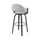 Daxton Mid-Century Swivel Bar Stool, Upholstered Counter Height Chair with Bentwood Legs