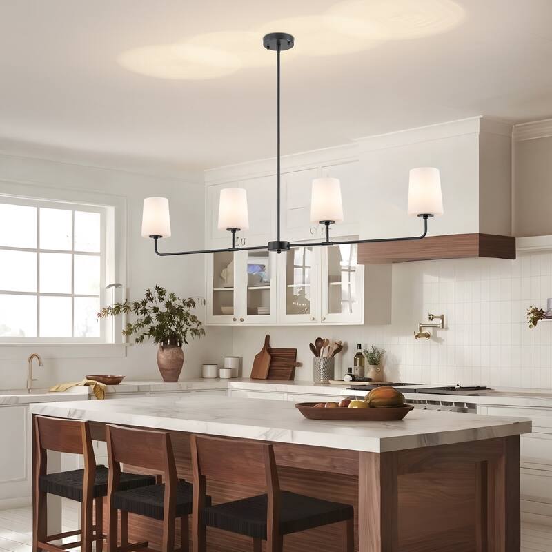 Starsky 4-Light Transitional Linear Pendant Light with Opal Glass Shades