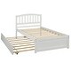 preview thumbnail 7 of 8, Wood Platform Bed with Trundle - Minimalistic, Stylish Frame in White Finish, White