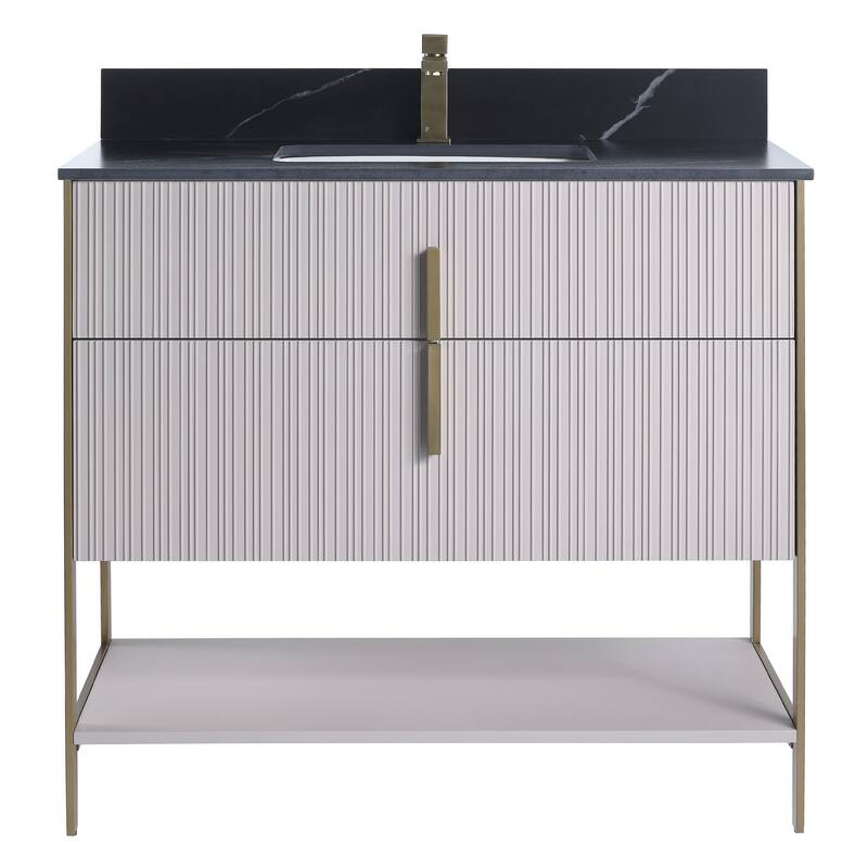 Fine Fixtures Serenity Modern Bathroom Vanity with Black Sintered Stone Top