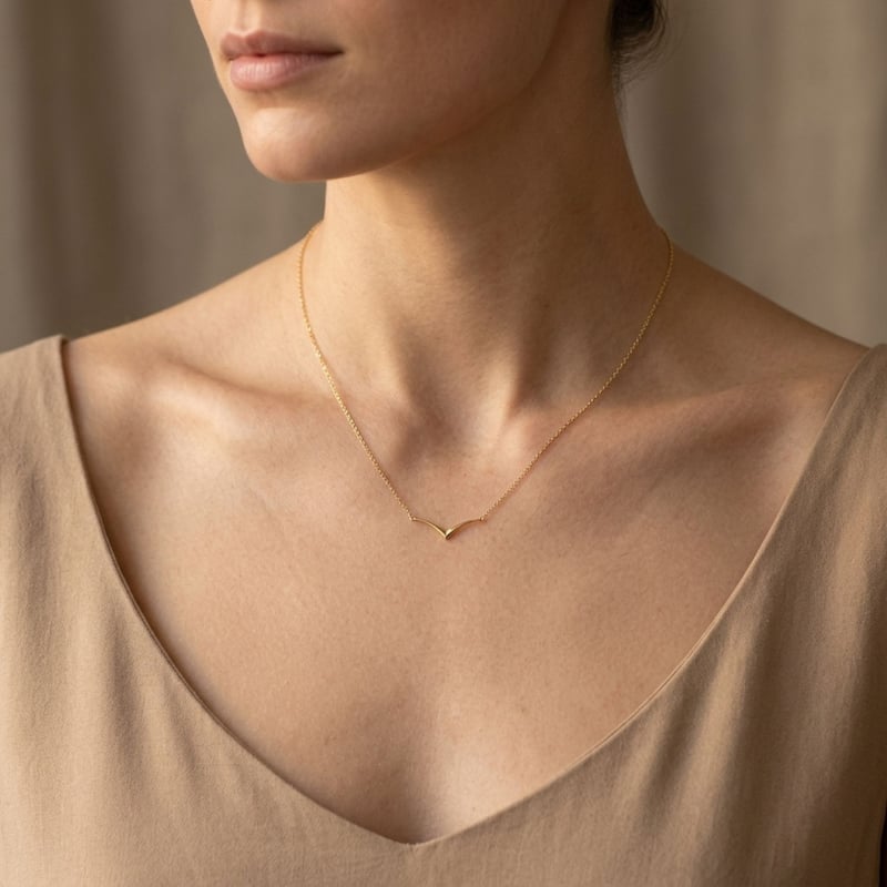 Au Naturale 10k Yellow Gold Minimalist Chevron Necklace