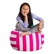 preview thumbnail 177 of 192, Kids' Stuffed Animal Storage Bean Bag Chair Cover or Toy Organizer 27 Inches Medium - Canvas Stripes Pink and White
