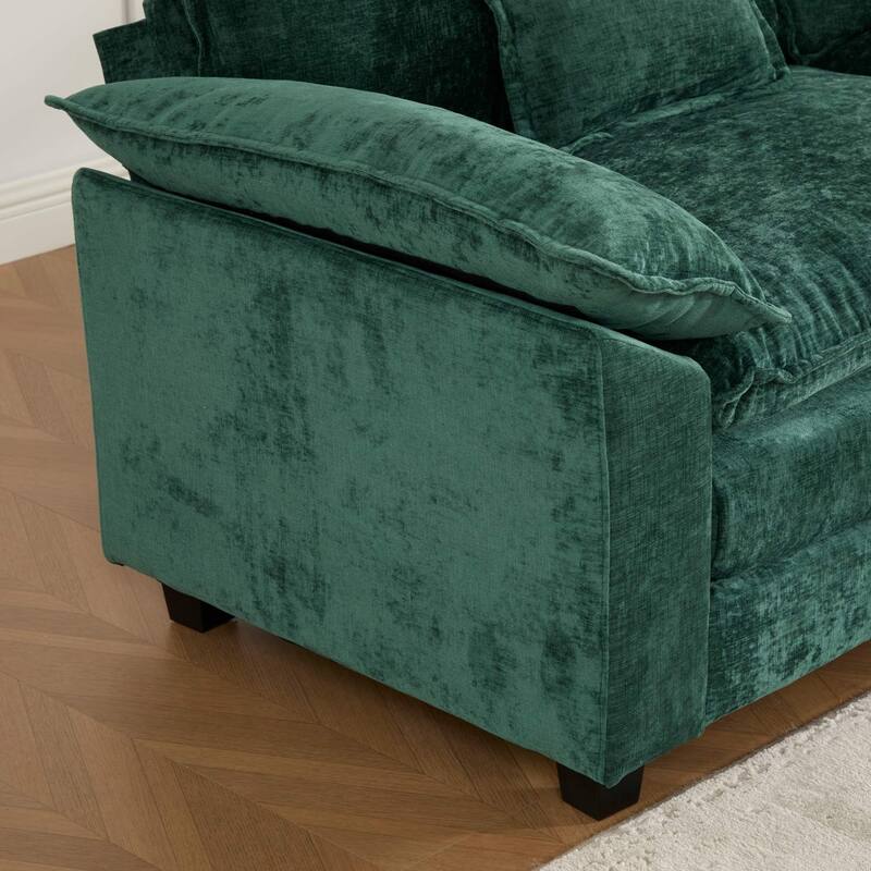 4 Seater Sectional Sofa Chenille Modular Deep Seat Couch with Armrest Pillows and Double Layer Seat Cushions for Living Room