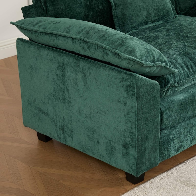 Roomfitters 3-Seater Cloud Sofa, Modern Chenille Upholstered Sectional Couch with Wide Armrests and Deep Cushions