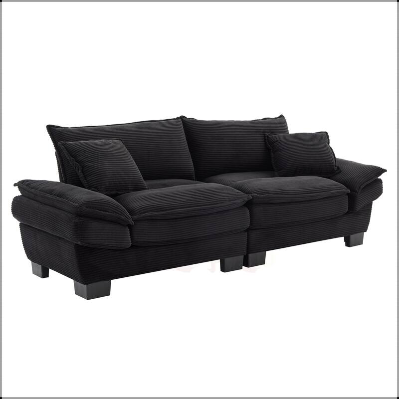 Corduroy Sofa Sleeper with Pillows