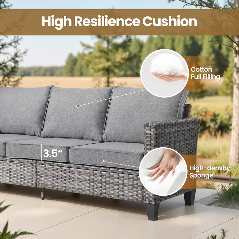 XIZZI Patio Wicker Furniture Conversation Set with Swivel Chairs