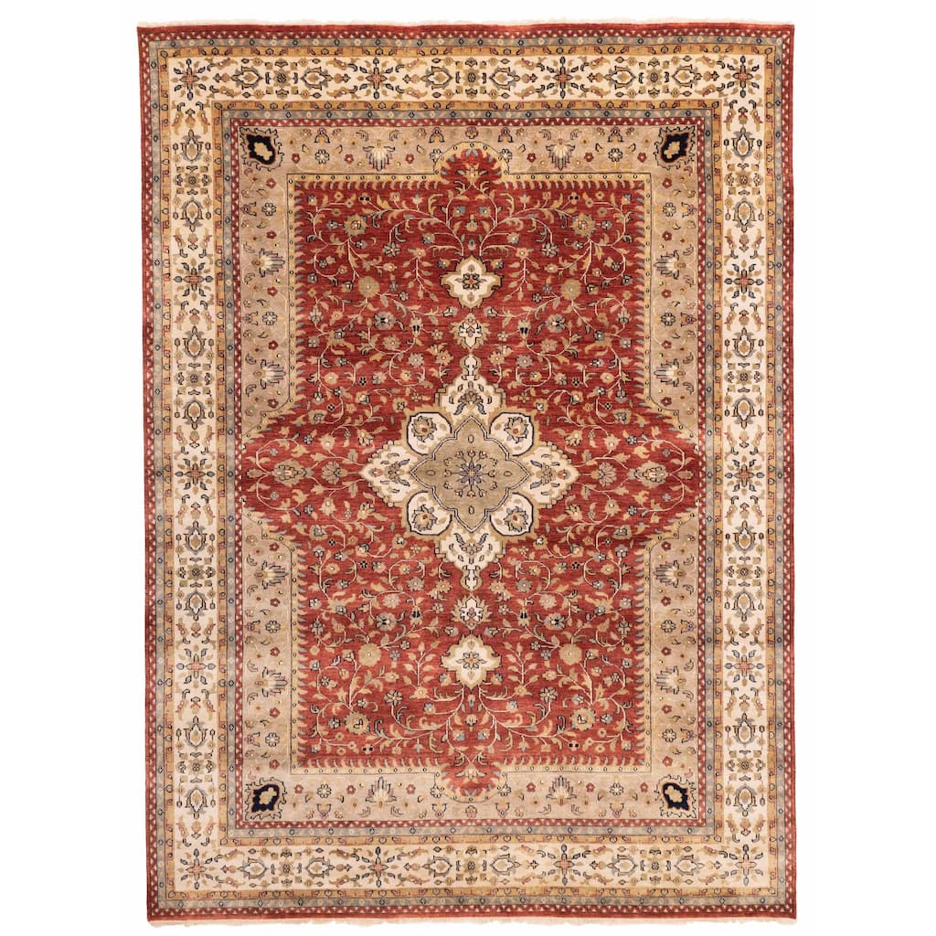 ECARPETGALLERY Hand-knotted Jules Sultane Dark Red Wool Rug - 7'11 x 10'11