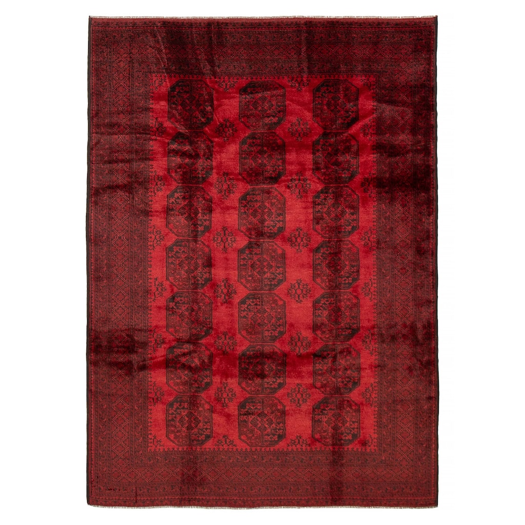ECARPETGALLERY Hand-knotted Teimani Red Wool Rug - 6'8 x 9'4