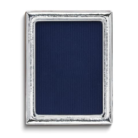 Curata 925 Sterling Silver Tarnish Resistant Hammered 5x7 Photo Frame with Finished Wood Back