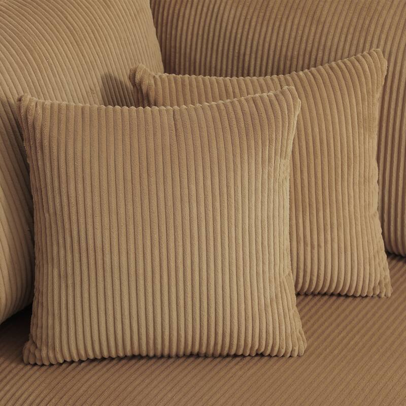 Corduroy Throw Pillow Striped Pillow for Couch Set of 2 - CAMEL
