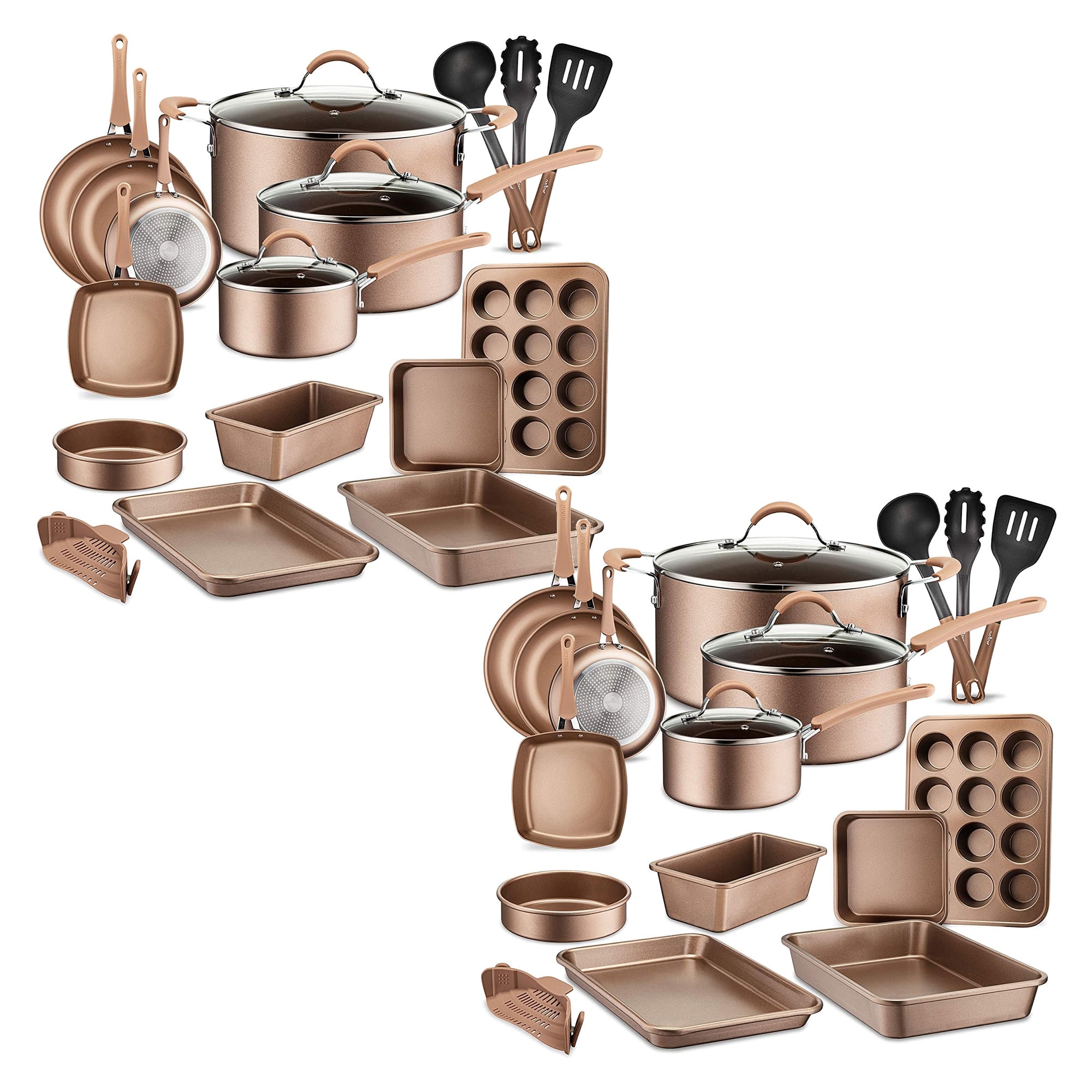 NutriChef 17 Piece Non-Stick Cookware Set, Pots & Pans with