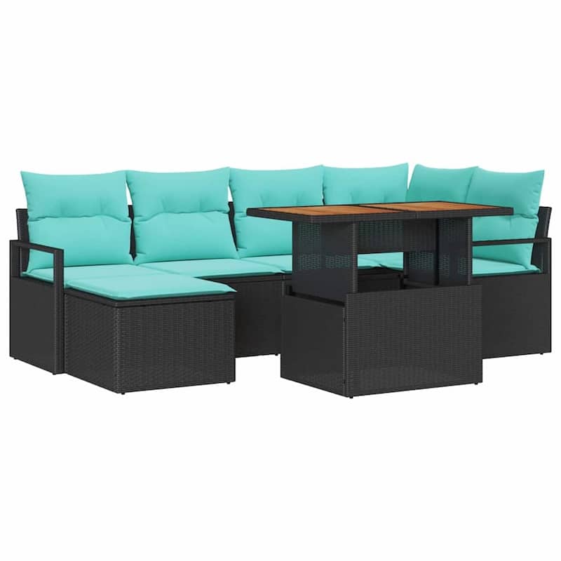 vidaXL 7 Piece Garden Sofa Set with Cushions - 91.3×48×27.2