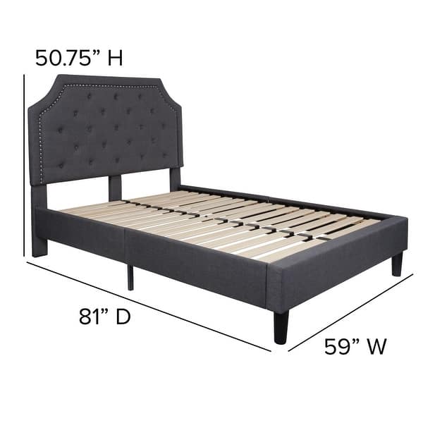 dimension image slide 19 of 20, Tufted Platform Bed with 10 Inch Pocket Spring Mattress