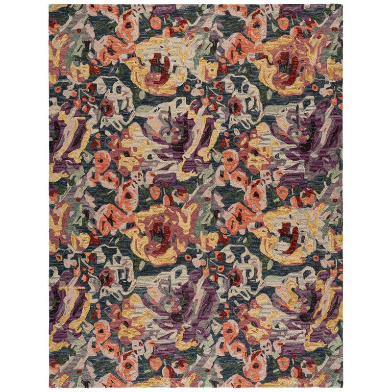 SAFAVIEH Handmade Blossom Stavroula French Country Floral Wool Rug - 9' x 12' - Blue/Purple