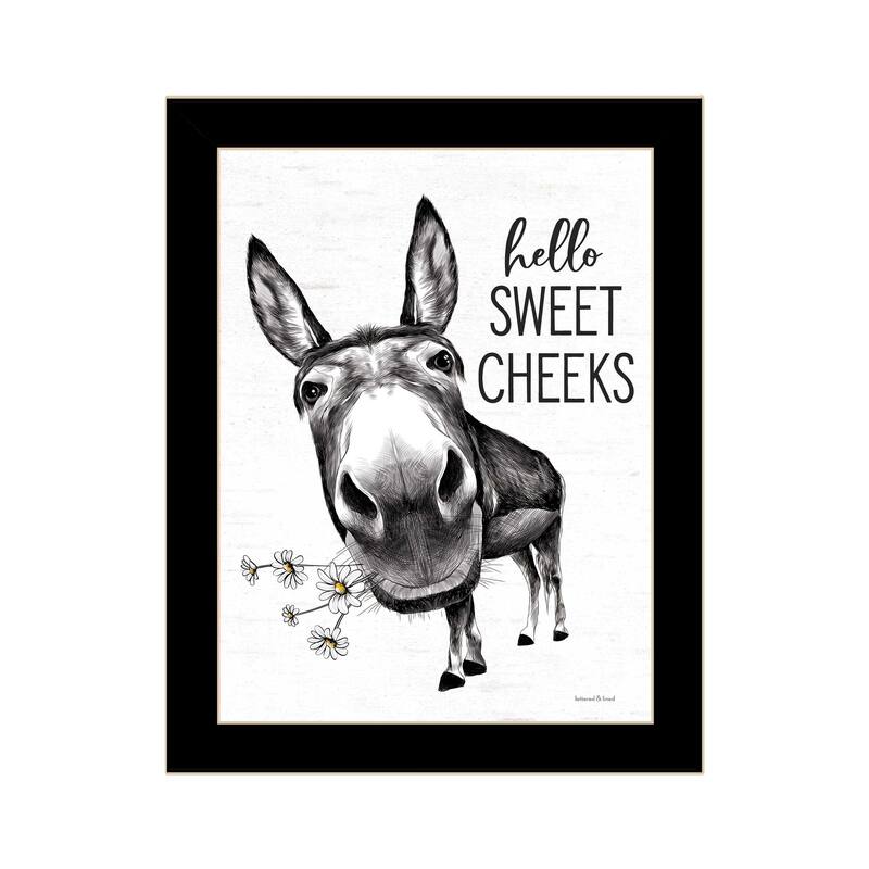 TrendyDecor4U Contemporary "Hello Sweet Cheeks Donkey" Framed Print Wall Art - Black