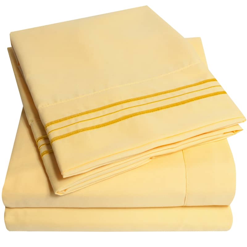 Brushed Microfiber RV Queen 4-Piece Bed Sheet Set - Yellow