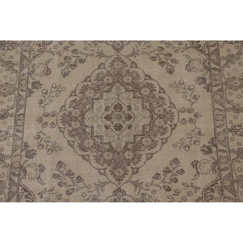 Traditional Distressed Tabriz Persian Vintage Rug Handmade Wool Carpet - 6'3" x 9'8"
