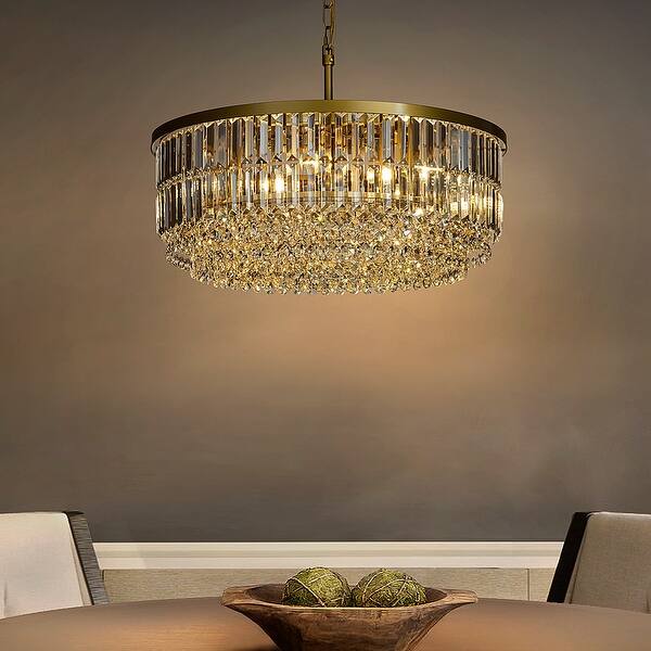 Modern Glam Gold Round Crystal Chandelier - Bed Bath & Beyond - 35547329