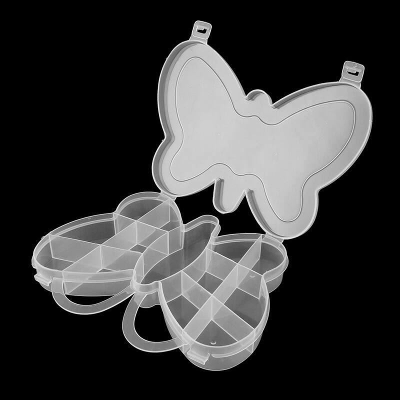Household Plastic Butterfly Design 13 Compartments Container Storage Case Clear