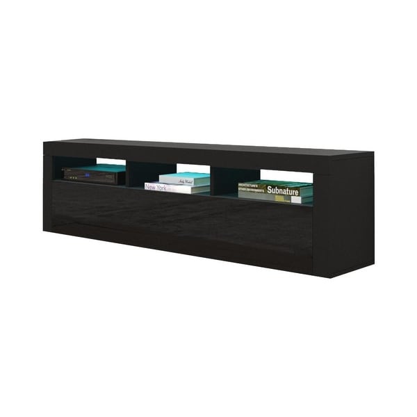 Milano Classic Wall Mounted Floating 63" TV Stand with 16 Color LEDs. Opens flyout.