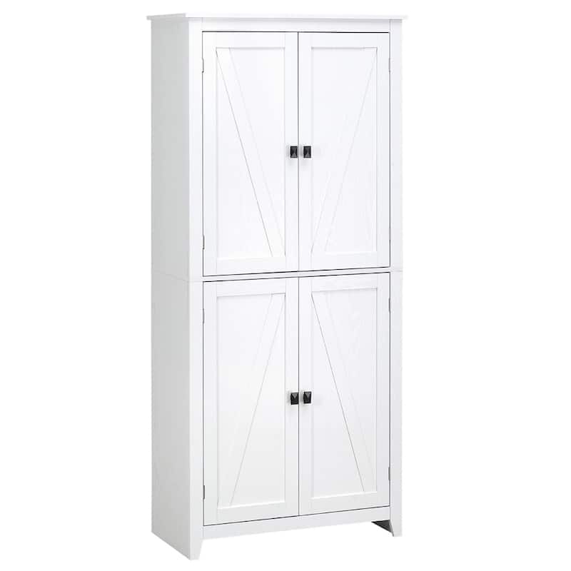 72" Freestanding 4-Door Storage Cabinet Organizer w/ 4-Tiers, Shelves