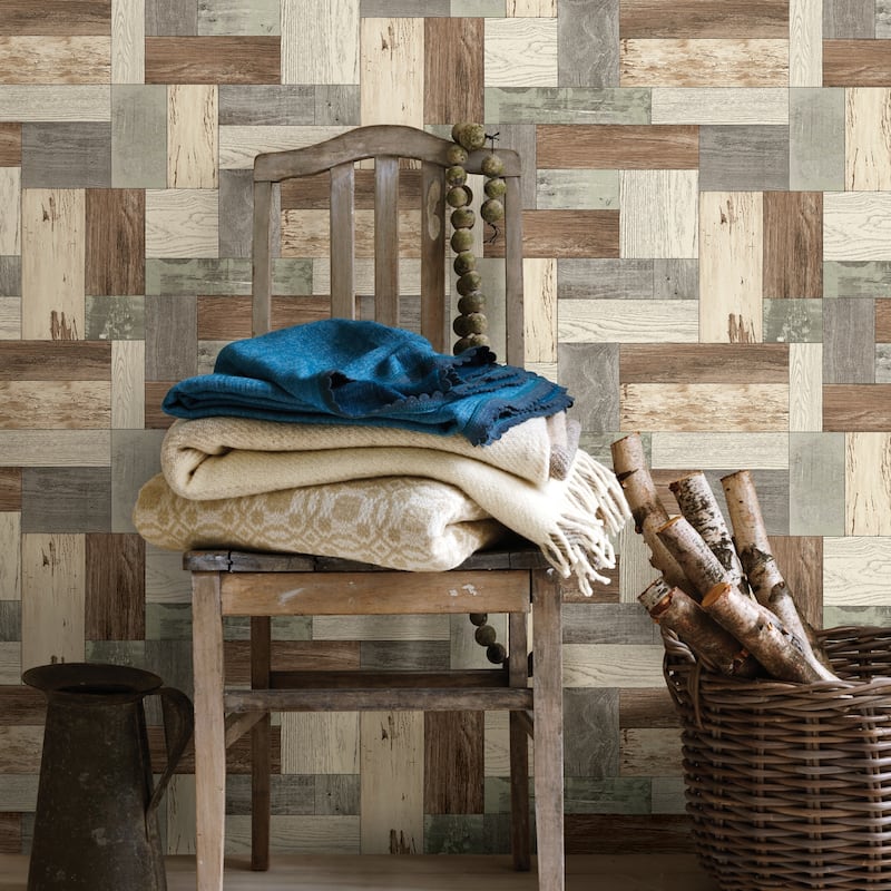 A-Street Prints Knock on Wood Light Blue Distressed Wallpaper
