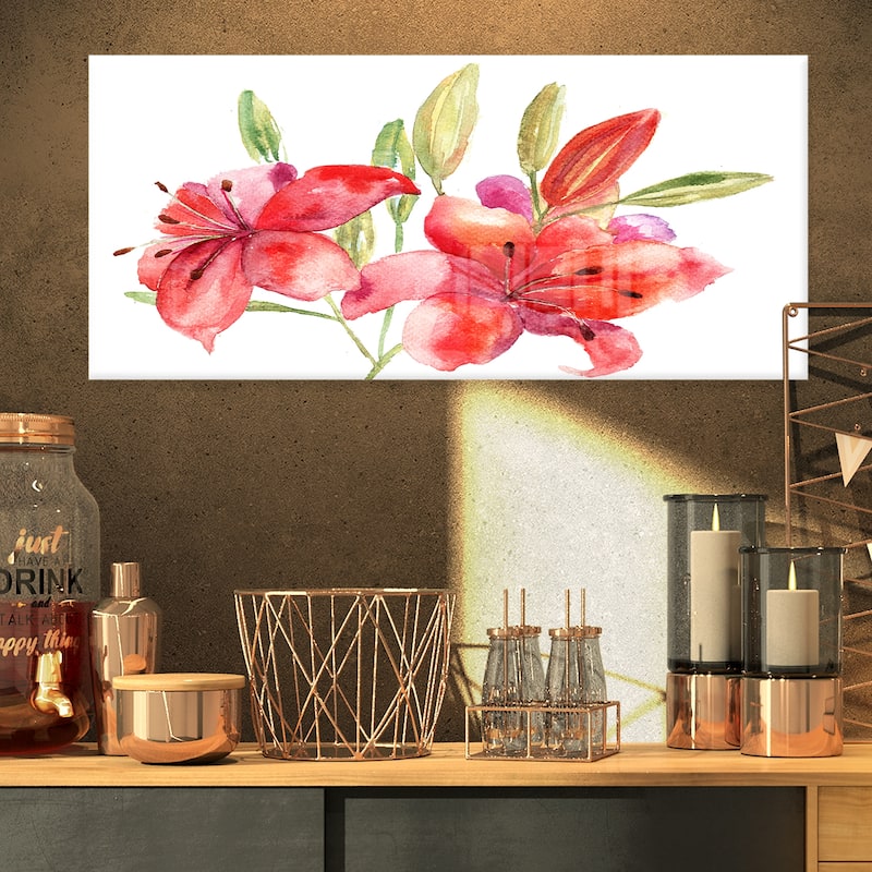 Designart 'Lily Flowers Illustration' Floral Metal Wall Art - Bed Bath ...
