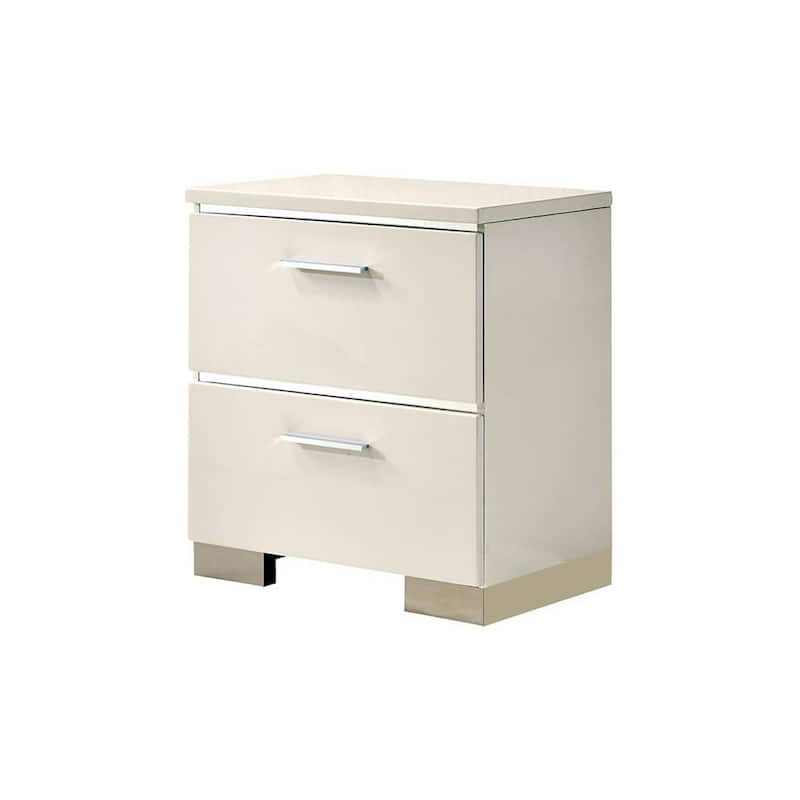 High Gloss Finish Nightstand, White