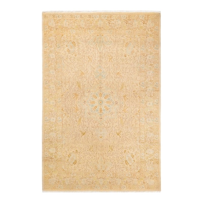 Overton Hand Knotted Wool Traditional Oriental Ivory Area Rug - 5' x 8'