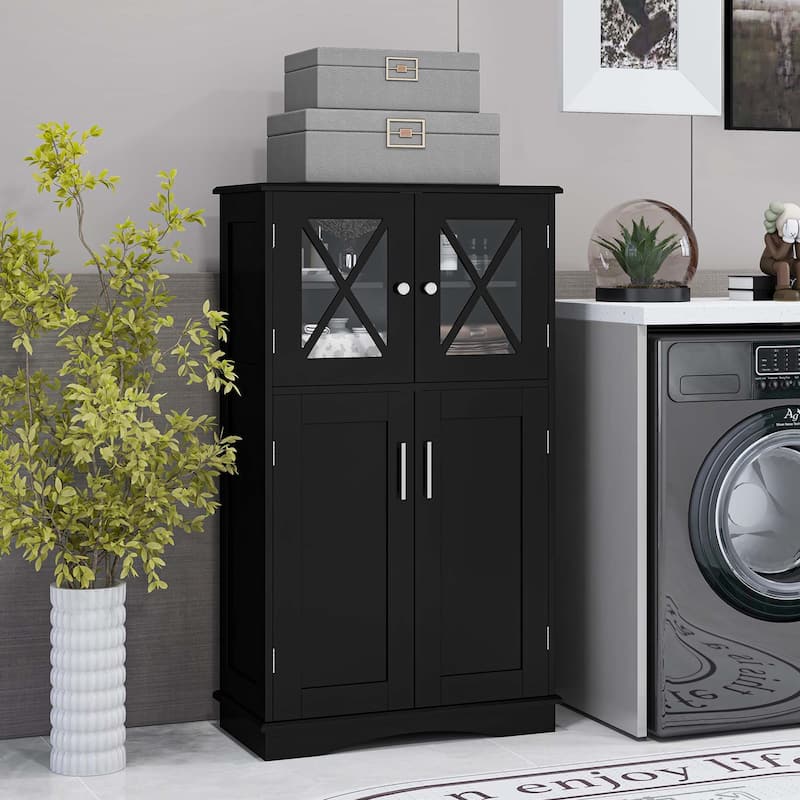 Costway Bathroom Storage Cabinet Linen Storage Cabinet with Doors and
