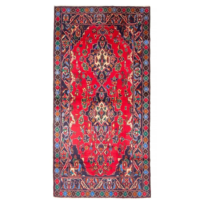 ECARPETGALLERY Hand-knotted Teimani Red Wool Rug - 3'6 x 6'9 - 3'6 x 6'9 - Red