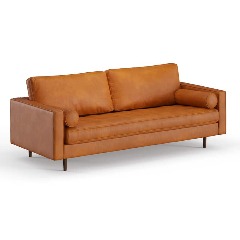 Zander Genuine Leather Sofa - Caramel Leather