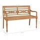 preview thumbnail 7 of 6, vidaXL Batavia Bench with Black Cushion 23.3" Solid Teak Wood - 59.1" x 20.3" x 33.1"