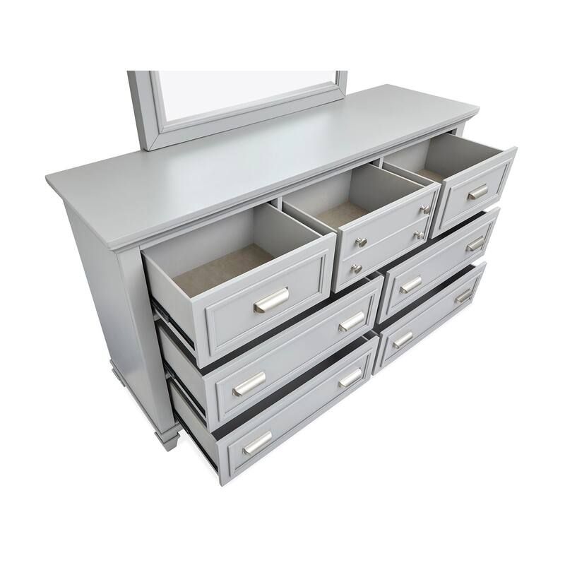 Magnussen Home Charleston Harbor Gray Drawer Dresser With White Dove Landscape Mirror