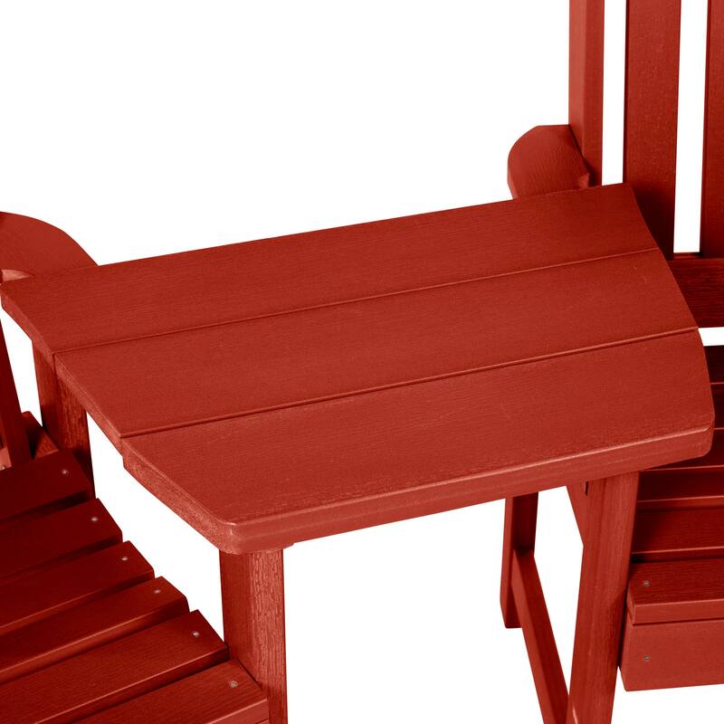 HIGHWOOD Eco-Friendly Adirondack Tete-a-Tete Connecting Table - Rustic Red