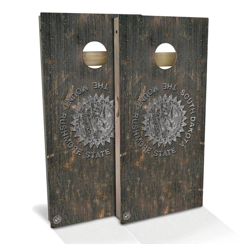 South Dakota Flag Rustic Outdoor Cornhole Board Set - Backyard 2x4 - NO Accessories