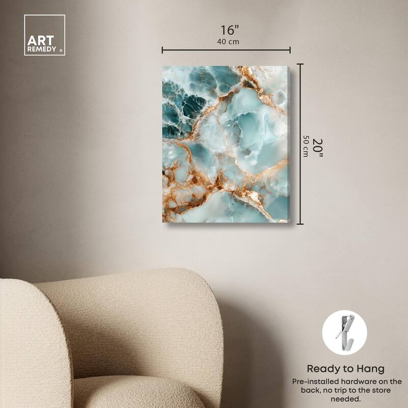 Teal Marble Majesty Canvas by Art Remedy, Gallery Wrapped