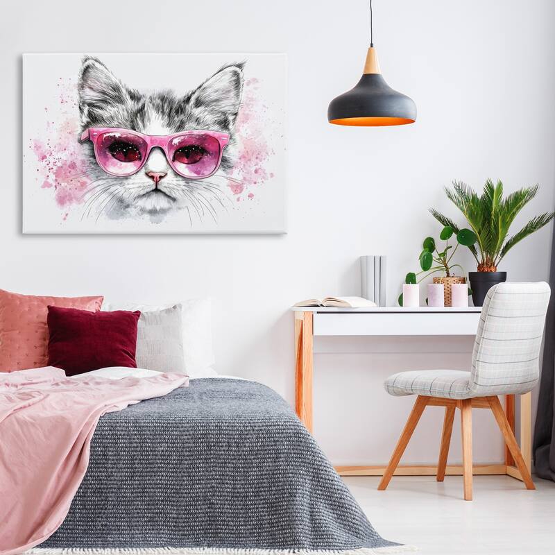 Stupell Cool Cat with Sunglasses Canvas Wall Art Design By LSR Creative Studio