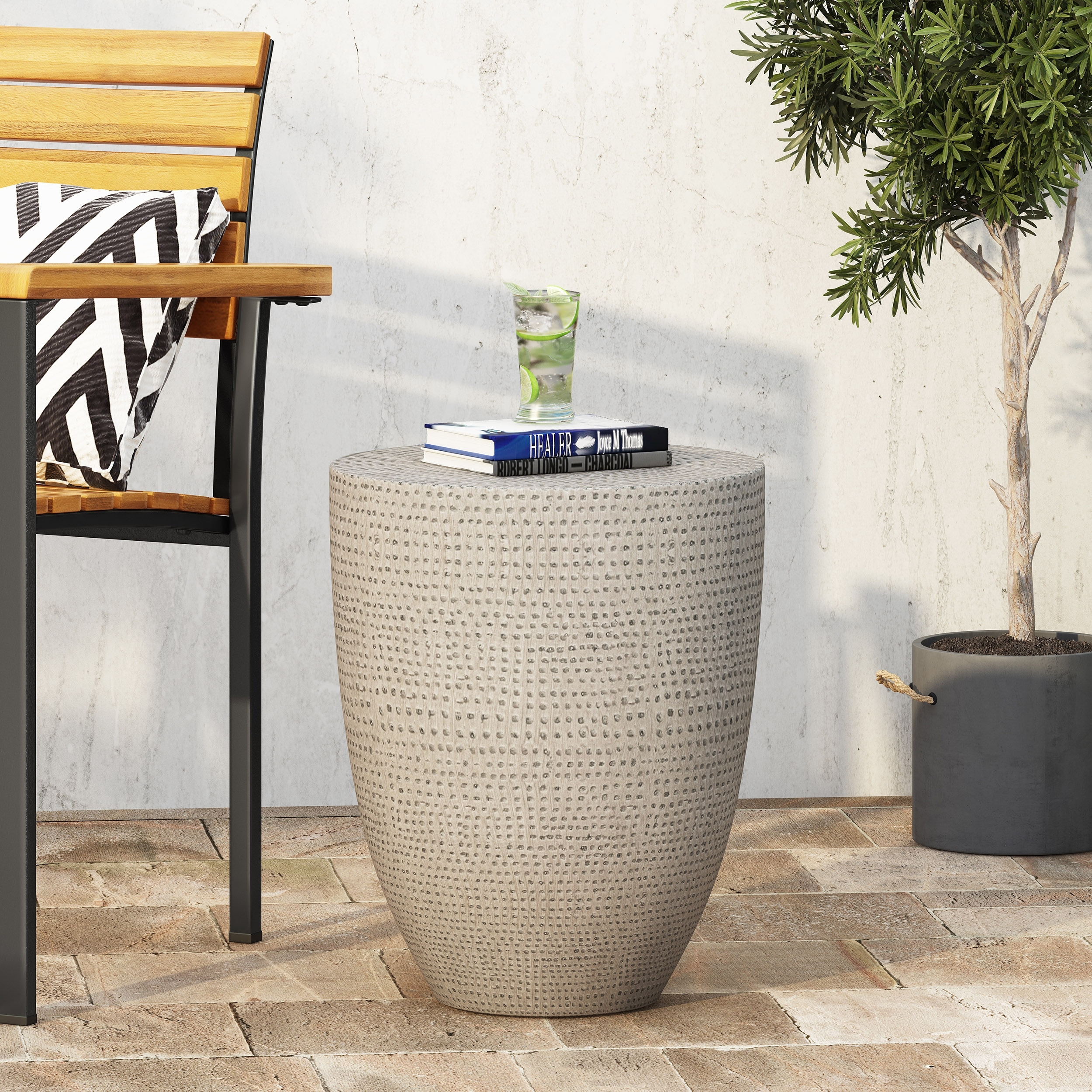 Inkwood Outdoor Lightweight Concrete Side Table by Christopher Knight Home