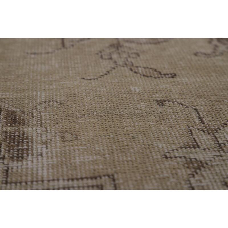 Tabriz Persian Vintage Area Rug Handmade Beige Wool Carpet - 9'4" x 12'10"