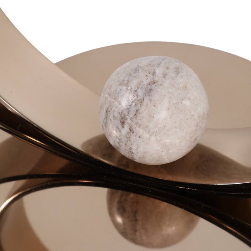 Metal Candle Hurricane Holder Modern Small Sphere Double Ring Base - 11.5" x 7" x 22"