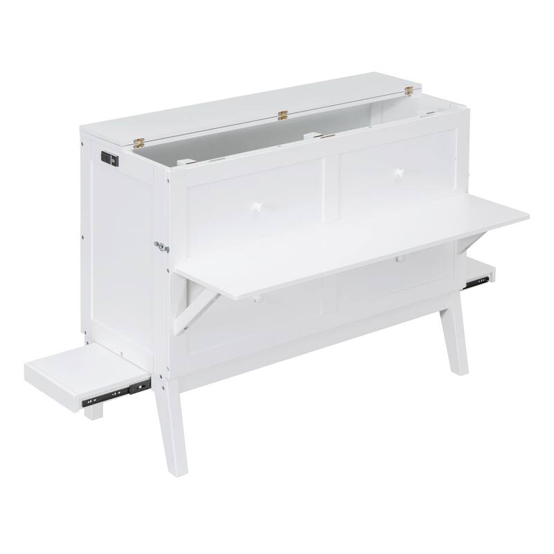 Murphy Bed Platform Bed with USB Port & Removable Shelves On Each Side