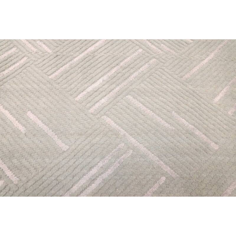 ECARPETGALLERY Hand Loomed Elysian Light Green Viscose, Wool Rug - 8'1 x 10'0