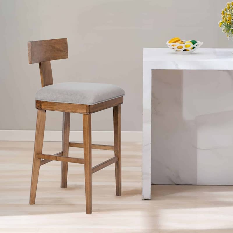 Theodora T- Back Bar Stool with Wood Seat Frame and Cushion - Bar Height