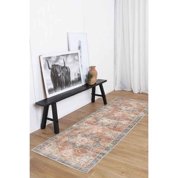 The Rug Collective Vintage Cezanne Terracotta Sky Machine Washable